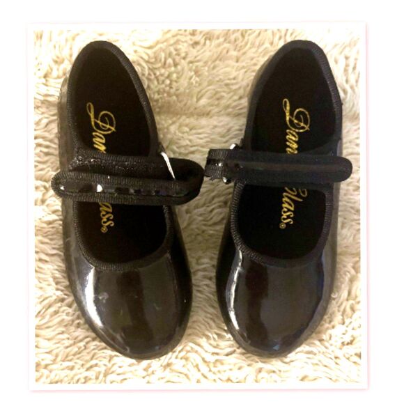 Little Girls Dance Class Black Tap Shoes - Size 8 - Picture 1 of 3